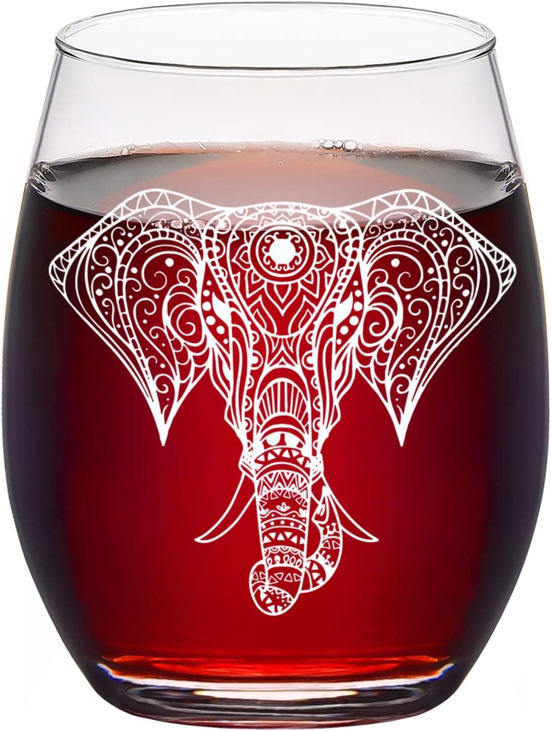 Futtumy Elephant Stemless Wine Glass, Unique Gift for Elephant Lovers Women Men Her Him Wine Lovers, Funny White Eelphant Gift Exchange Christmas Decoration Gift Birthday Gift Gag Gift, 15Oz