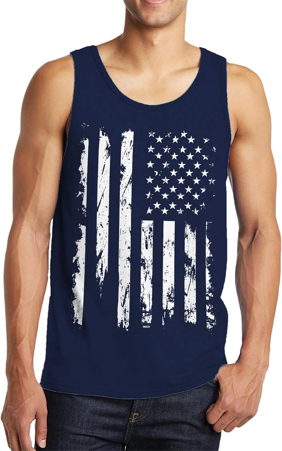 SpiritForged Apparel Distressed White USA Flag Men's Tank Top