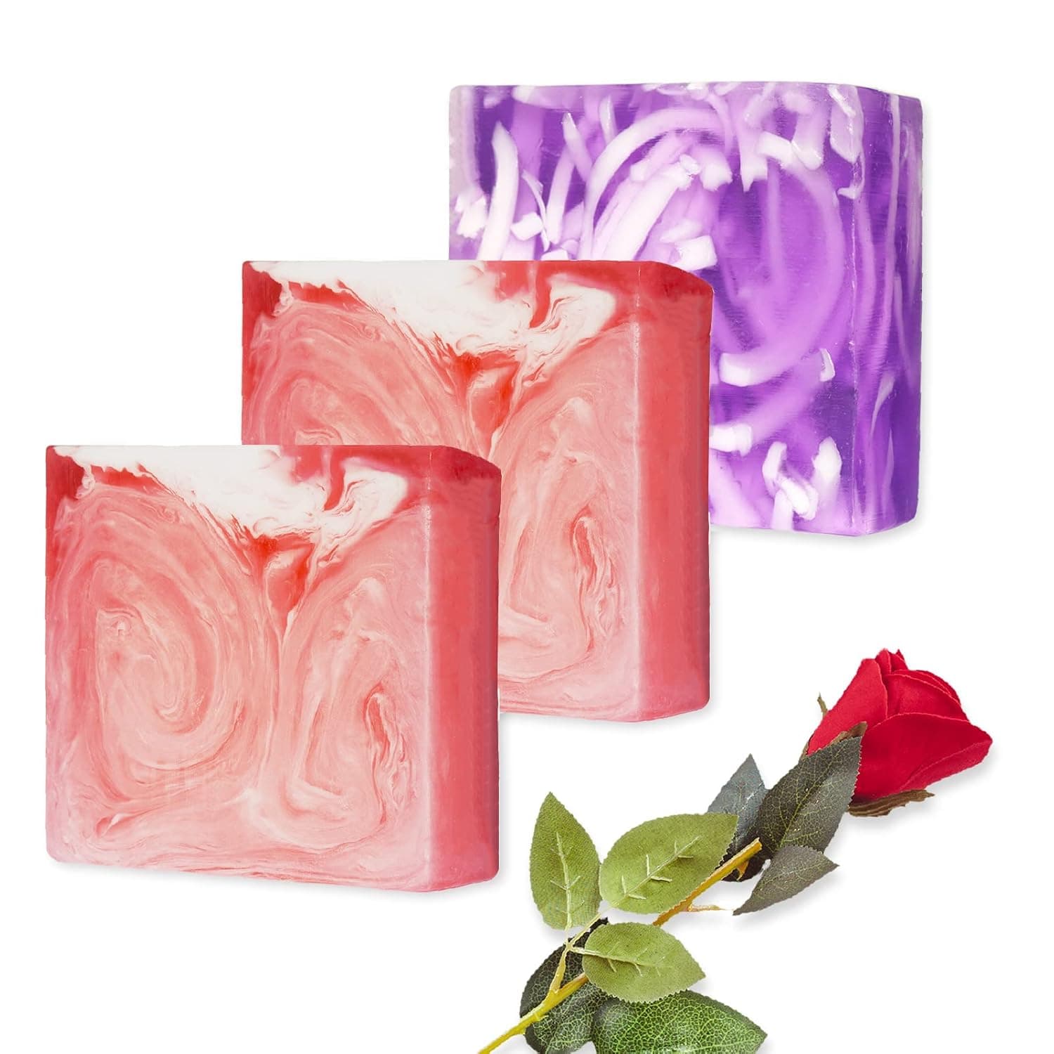 3 PCS Yoni Soap Bars for Women, 100% Handmade Natural Yoni Bar PH Balanced and V Cleansing Bar Soap for Women, All Natural Soap Bar with Bubble Foam Net, Yoni Wash Away Odor 3.53oz (Pink+ Purple)