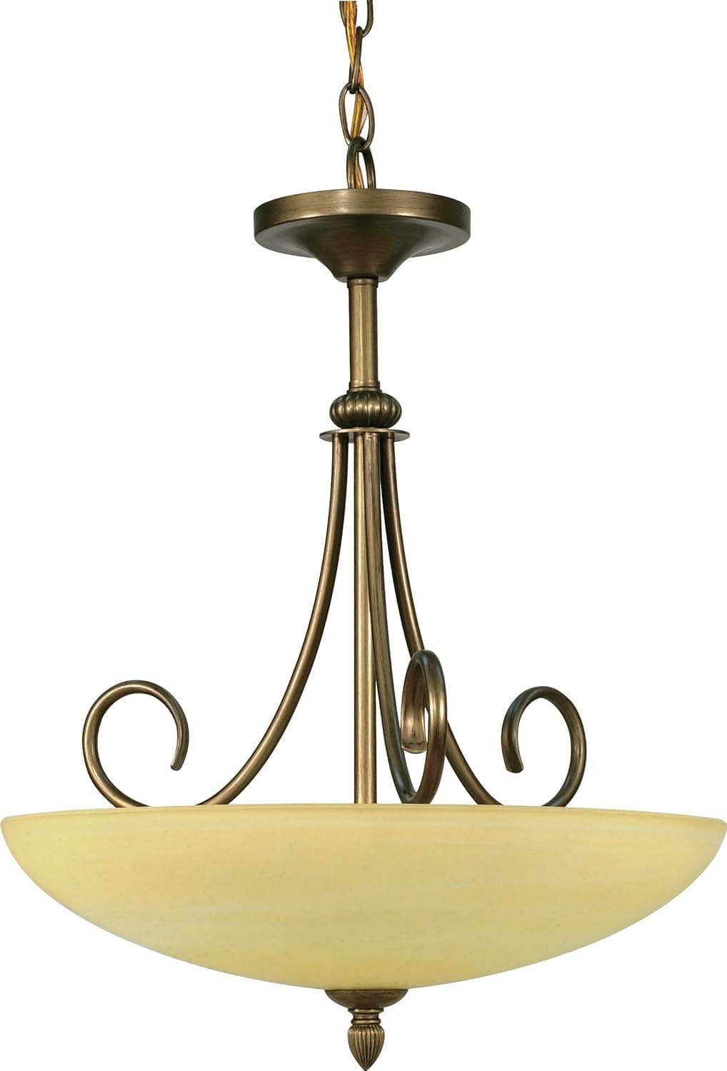 Nuvo 60/168 Three Light Pendant with Gold Alabaster Glass, Flemish Gold
