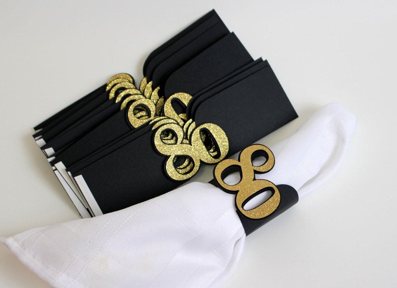 All About Details Black & Gold 80 Napkin Holders, Set of 12