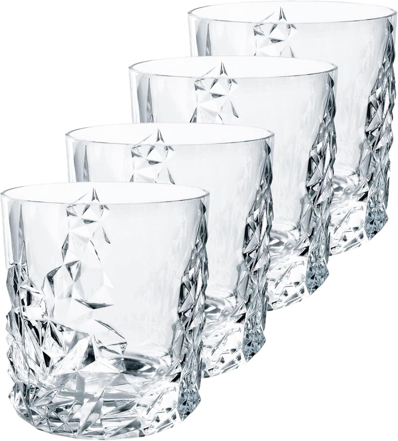 Nachtmann Sculpture Collection Whiskey Tumbler Set of 4, 4-Inch, Clear Crystal Glass, Tumbler for Scotch, Cocktail, Liquor, or Bourbon, 12-Ounce Capacity