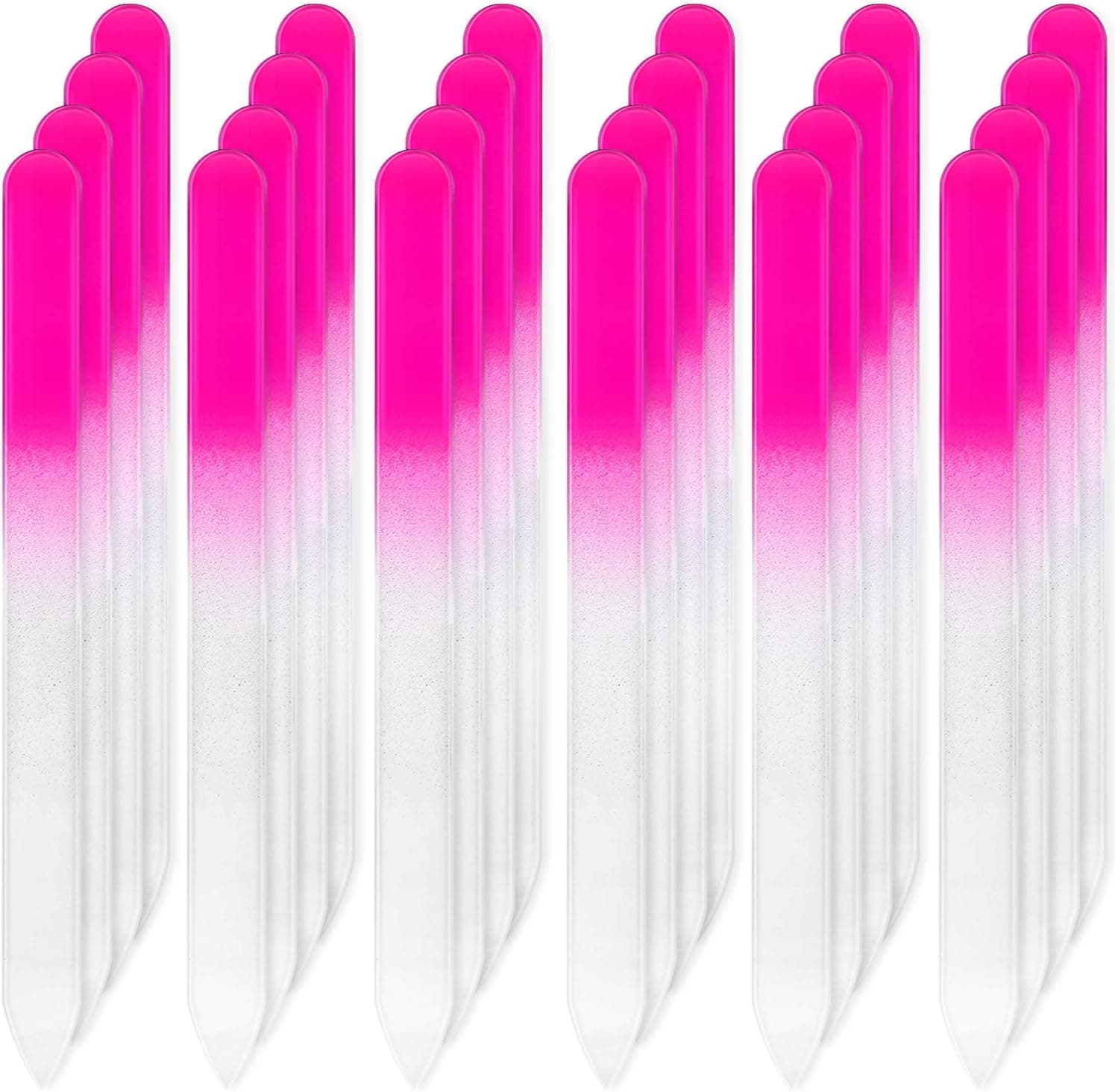 24 Pieces Nail Files Glass Nail Files Fingernail File Nail Care Manicure Tools Set, Gradient Rainbow Color Buffer Manicure for Natural Nail (14 x 1.2 x 0.3 cm, Pink)