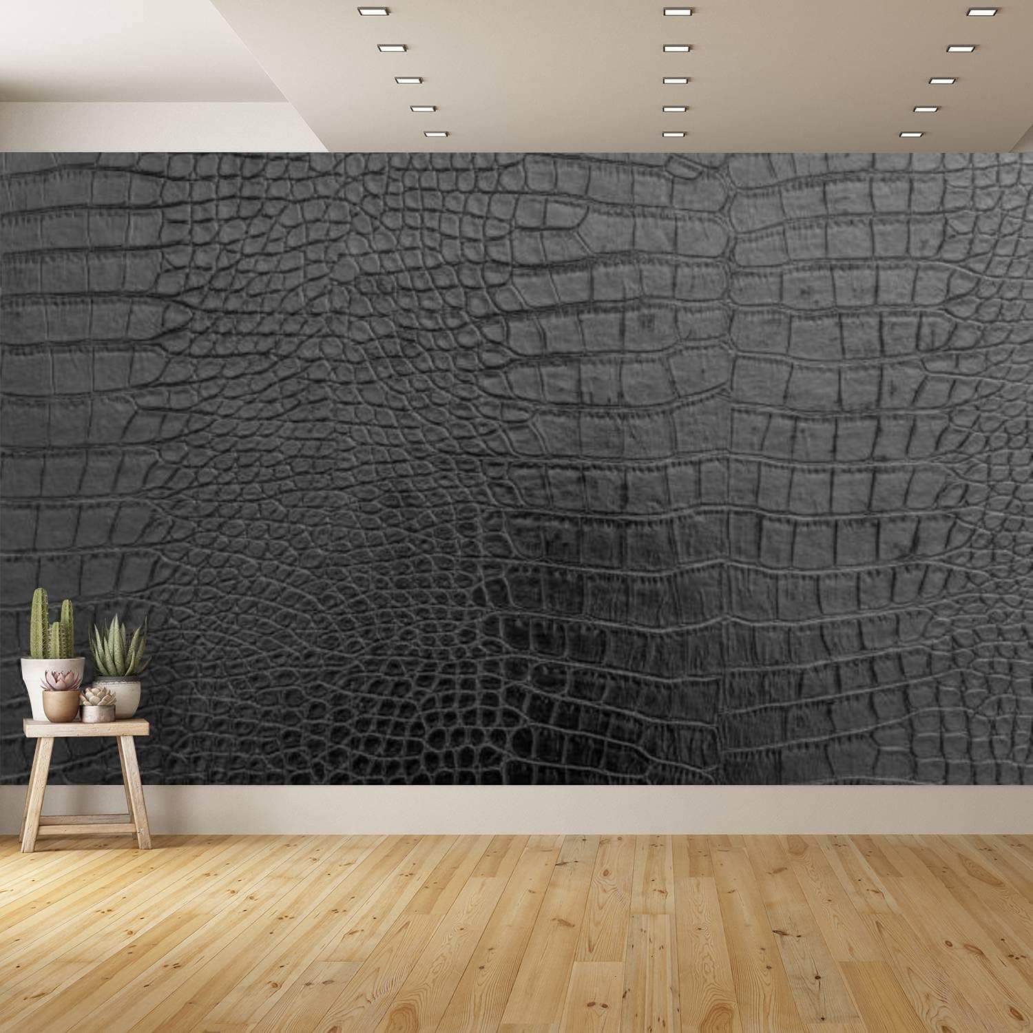 JFSPAIFOPZSKFCJK Removable Peel and Stick Wallpaper for Bedroom Kitchen Bathroom, Vintage Stylish Crocodile Skin Texture Black And White Self Adhesive Canvas Wallpaper for Home Decor, 66×96