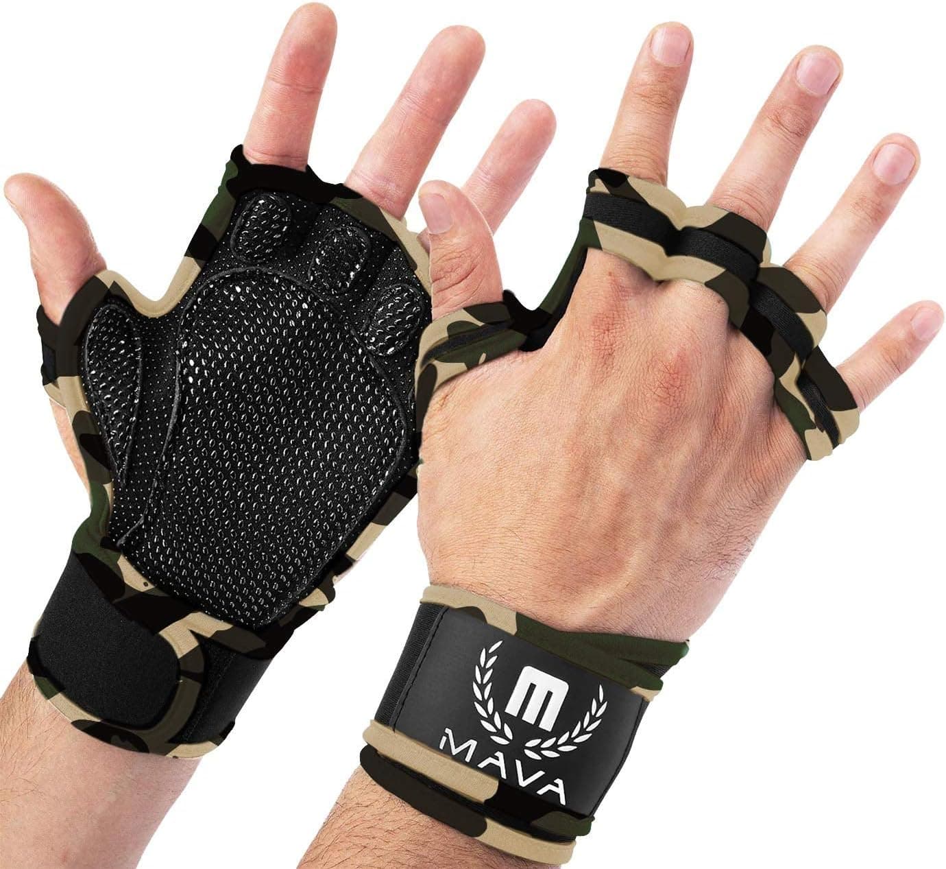 Mava Sports Ventilated Workout Gloves with Integrated Wrist Wraps and Full Palm Silicone Padding Extra Grip & No Calluses, for Weightlifting, Pull Ups, Cross Training, WODs
