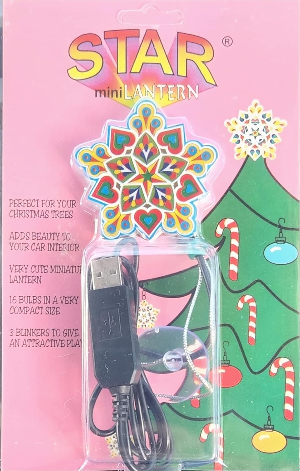 BQ Star Miniature Lantern Filipino Mini Parol USB Plug Rear View Mirror Christmas Tree Ornament Philippines