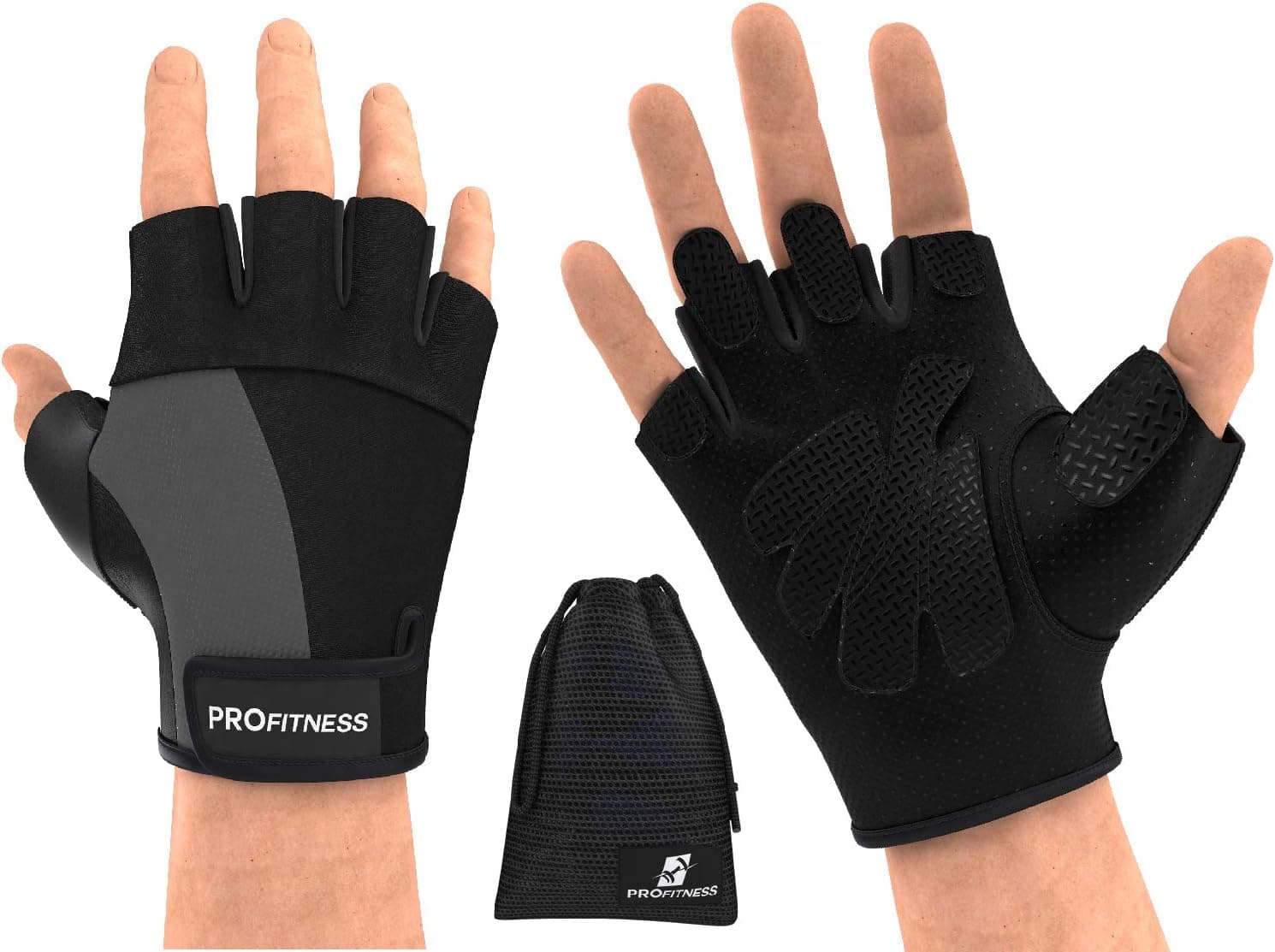 ProFitness Weight Lifting Gym Gloves (Fingerless) | Durable Padded Design for Weightlifting, Cross Training, Bodybuilding & Powerlifting | Strong Grip Workout Accessory for Men & Women