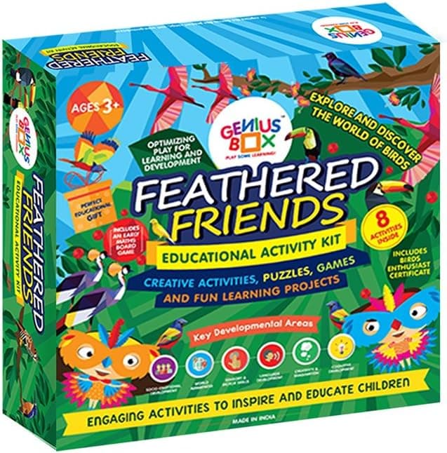 Genius Box Feathered Friends Toddler kit |9 in 1 Creative Activity Set | DIY Kit | Puzzles Game for Over 3 Years Kids | Education Activities Game | Fun Learning Toys | Education Toys Gift