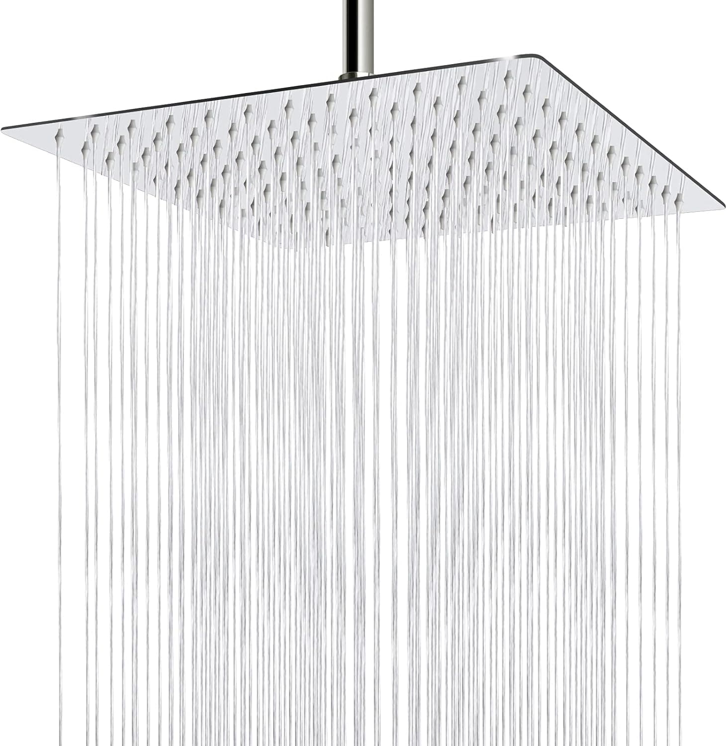 Sooreally Square Rain Shower Head, 12 Inch Chrome Look Large Rainfall Showerhead, Ultra-Thin Design, Luxury Waterfall Shower Experience, Bathroom Replacement, Ceiling or Wall Mount