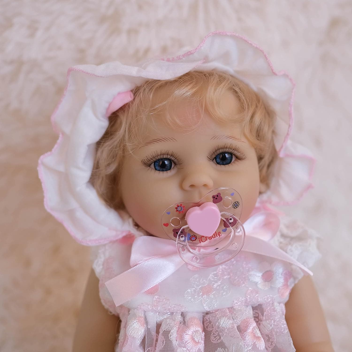 Zero Pam Reborn Baby Doll Girls 19inch Full Silicone Body Waterproof Newborn Bbabies Realistic Blonde Curls Blue Eyes Real Looking Life Kids