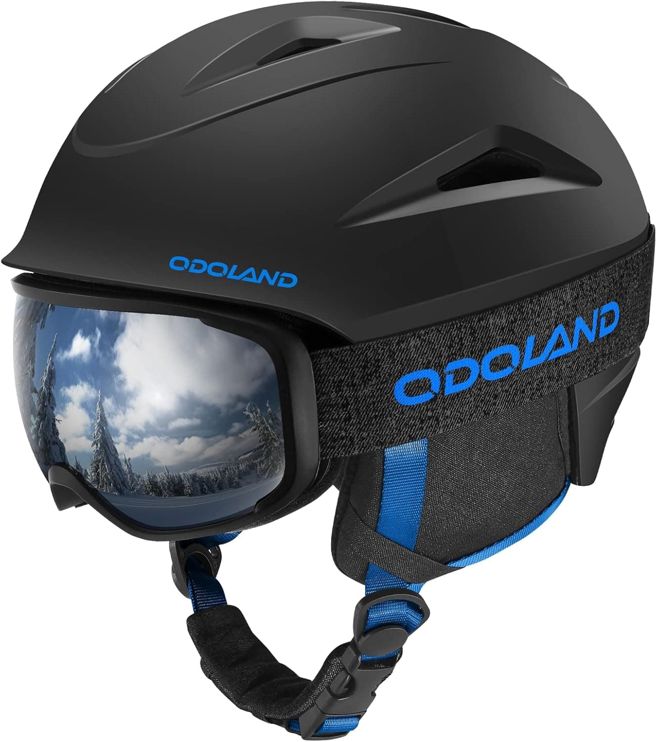 Odoland Snow Helmet, Ski Helmet with Ski Goggles for Snow Sports, Shockproof, Windproof, Safety Snowboard Helmet and Protective Goggles for Men Women and Youth