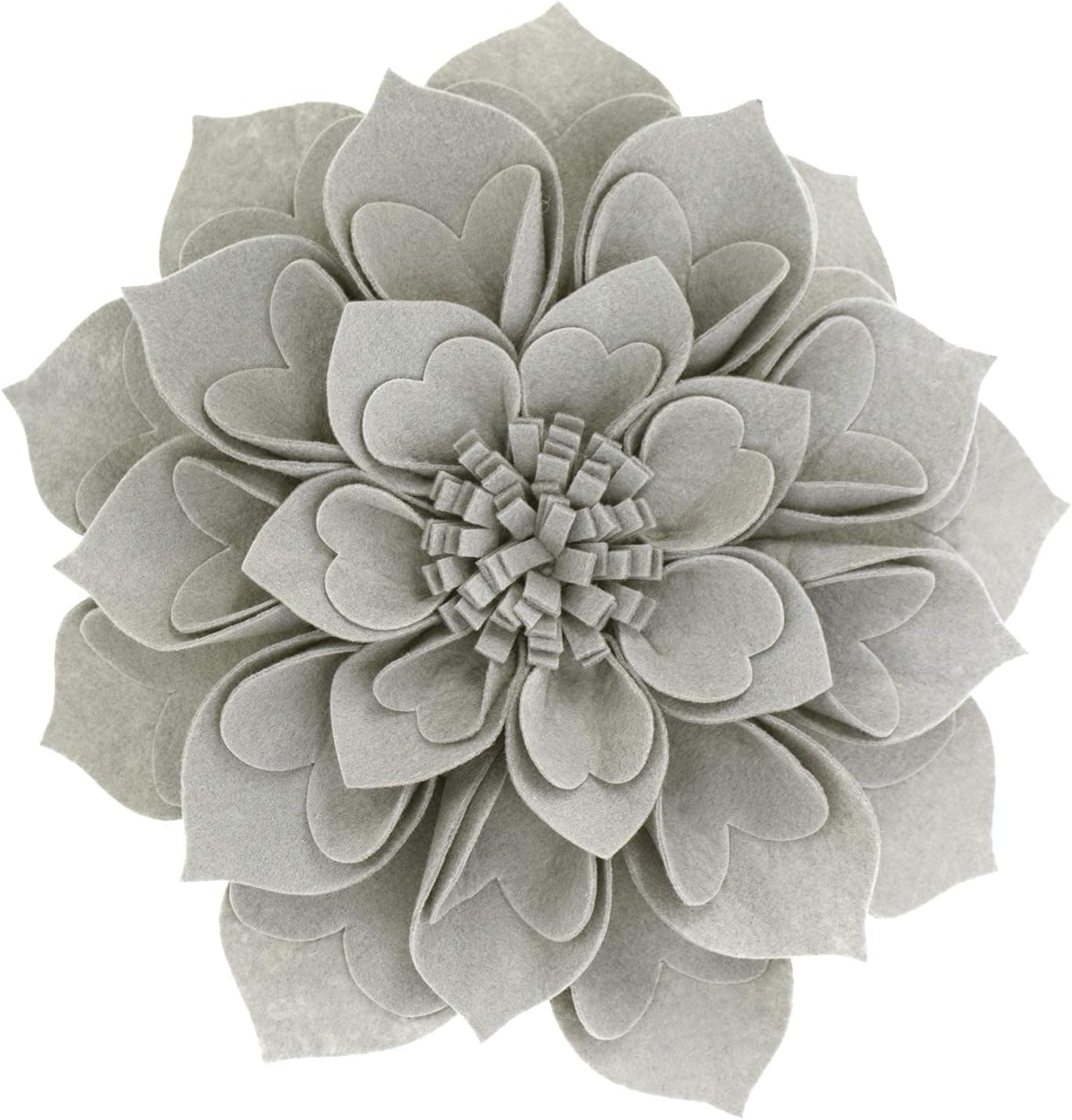 Fennco Styles Handmade 3D Heart-Shaped Petals Flower Decorative Filled Throw Pillow 13" Round - Grey Floral Pillow for Couch, Home Décor and Holiday, Housewarming Gift