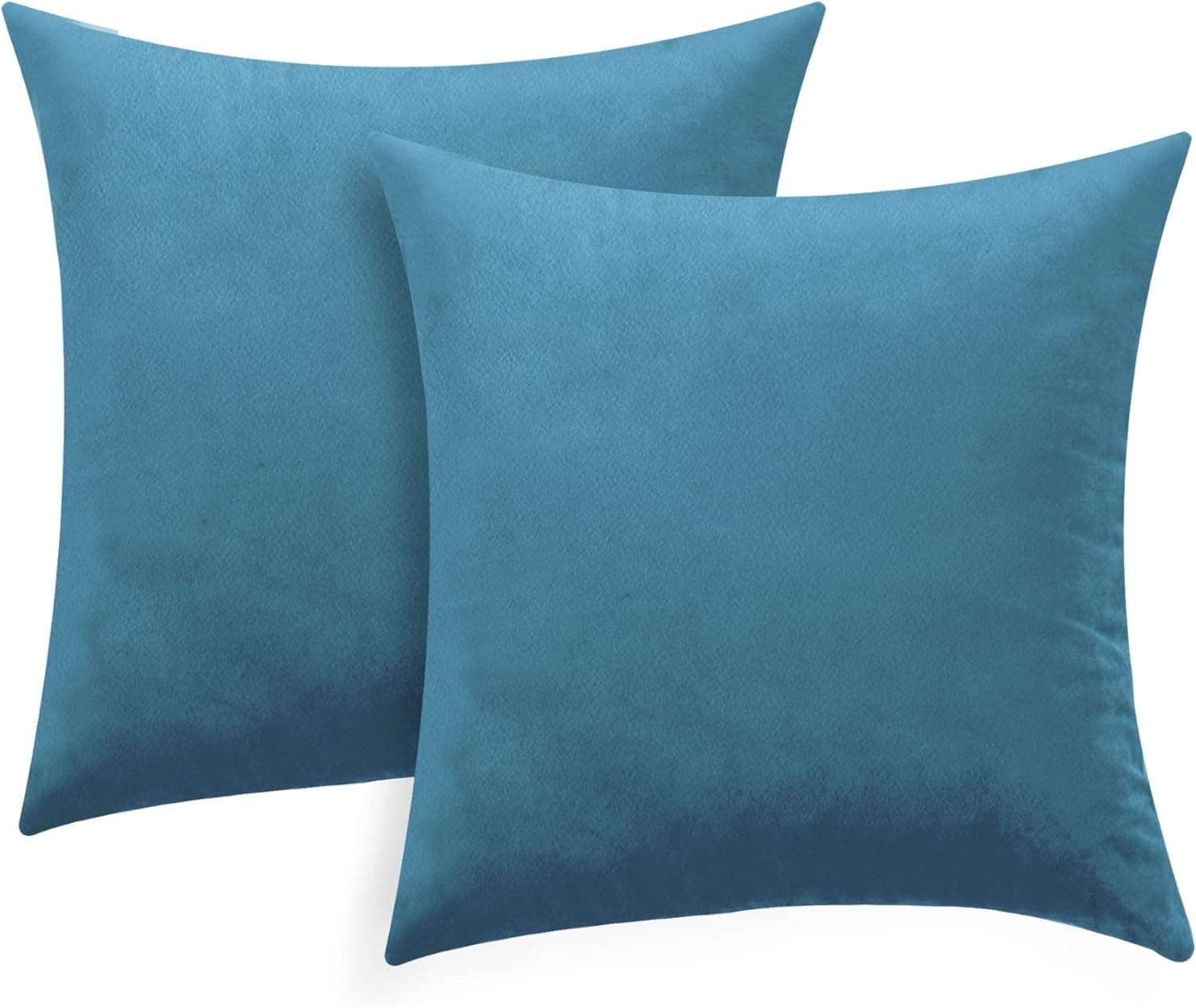 H.VERSAILTEX Original Velvet Cushion Covers 18x18 Throw Pillow Covers for Living Room (Set of 2) Square Luxury Solid Modern Decorative Cushion Cover for Chair/Sofa/Couch Bed, Teal