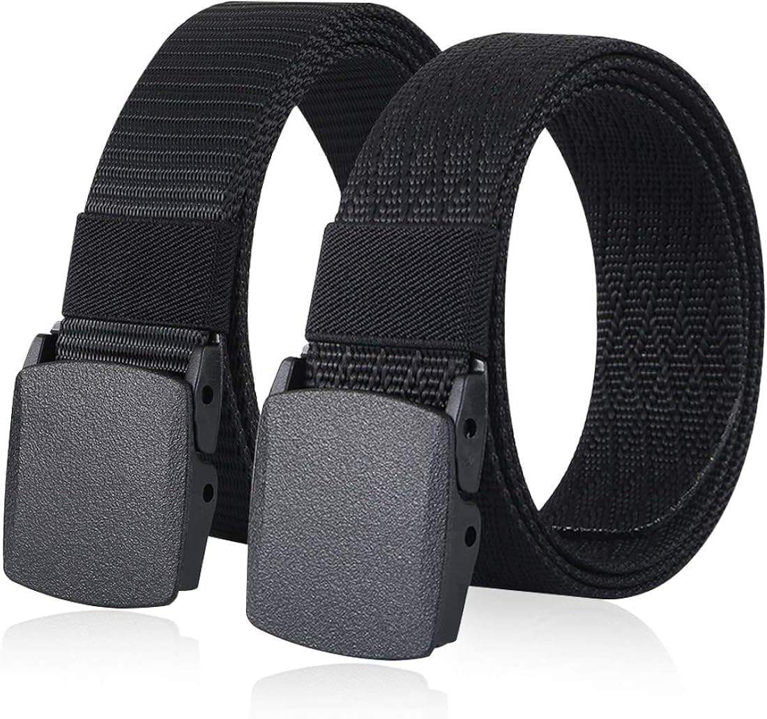 MIJIU Nylon Military Belts for Men 2 Pack 1.5'' Tactical Belts Adjustable Slide Plastic Buckle Hunting Gear Webbing Gun Belt