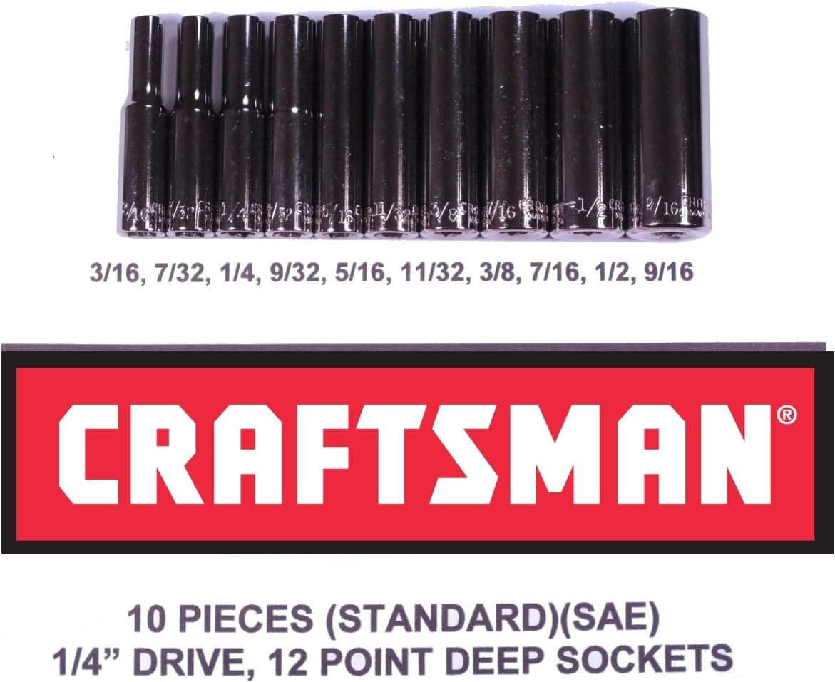 Craftsman 10 Piece Standard 1/4" Drive 12 Point Deep Well Socket Set