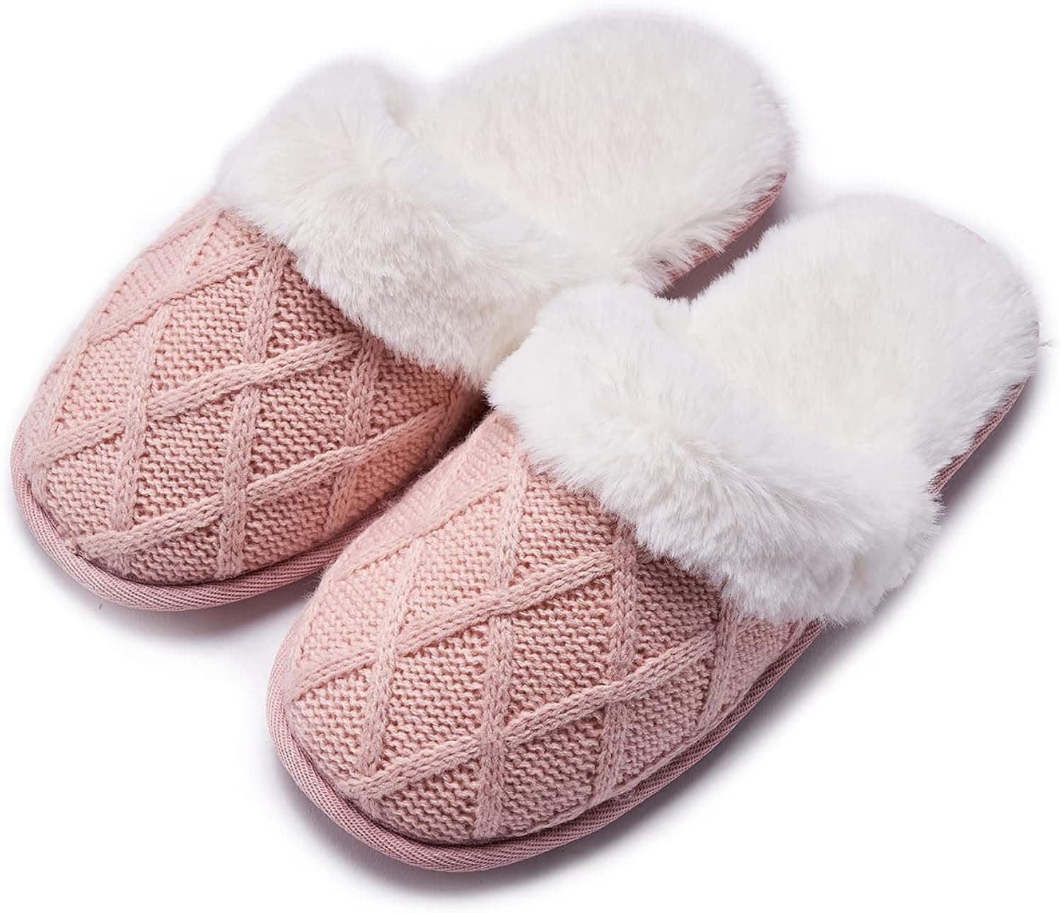 Rishaca Women's House Slippers Memory Foam Slip on Bedroom Shoes,Cozy Winter Slippers with Faux Fur Lining