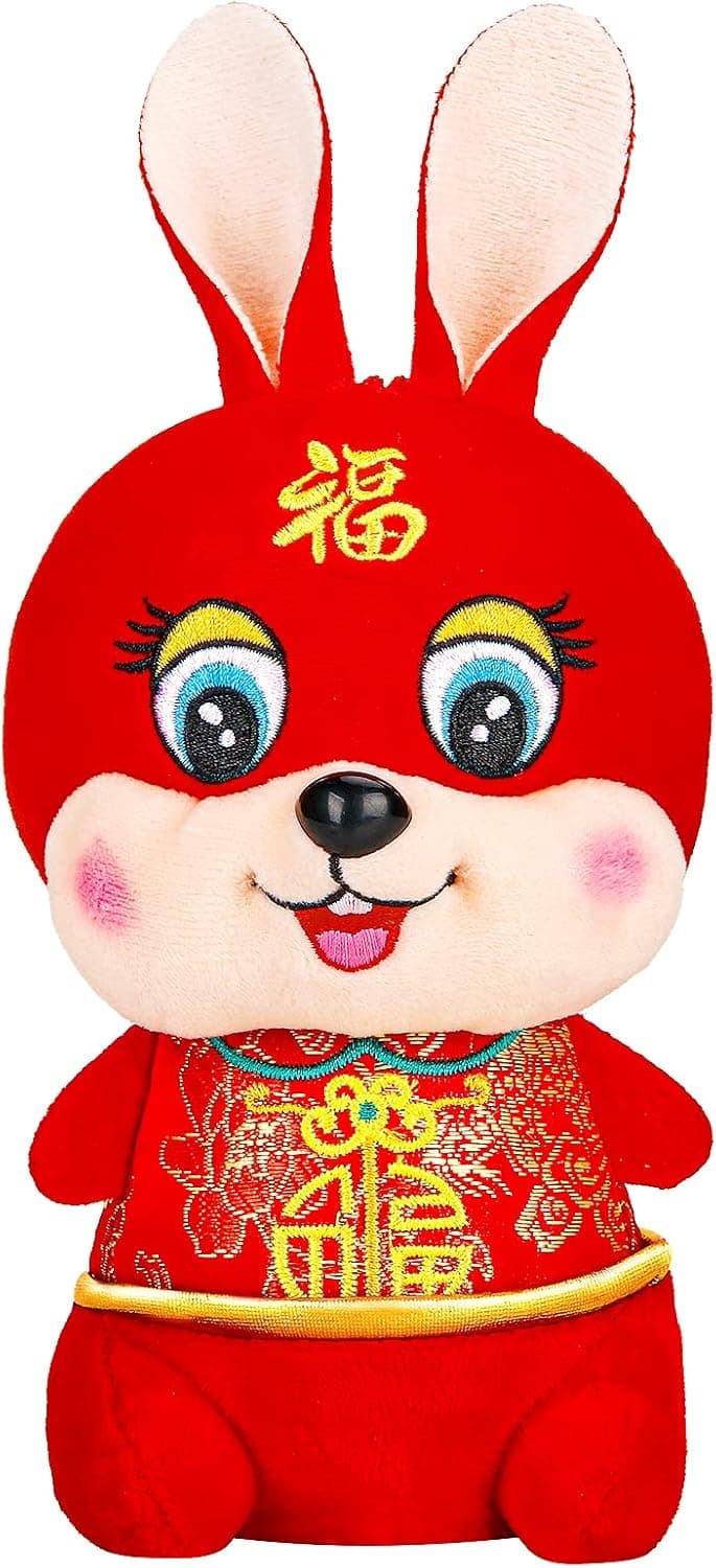 Esjay 2023 Chinese New Year Decorations - Rabbit Plush Stuffed Animal, Decorations for Year of The Rabbit, Lunar New Year (8 Inches)