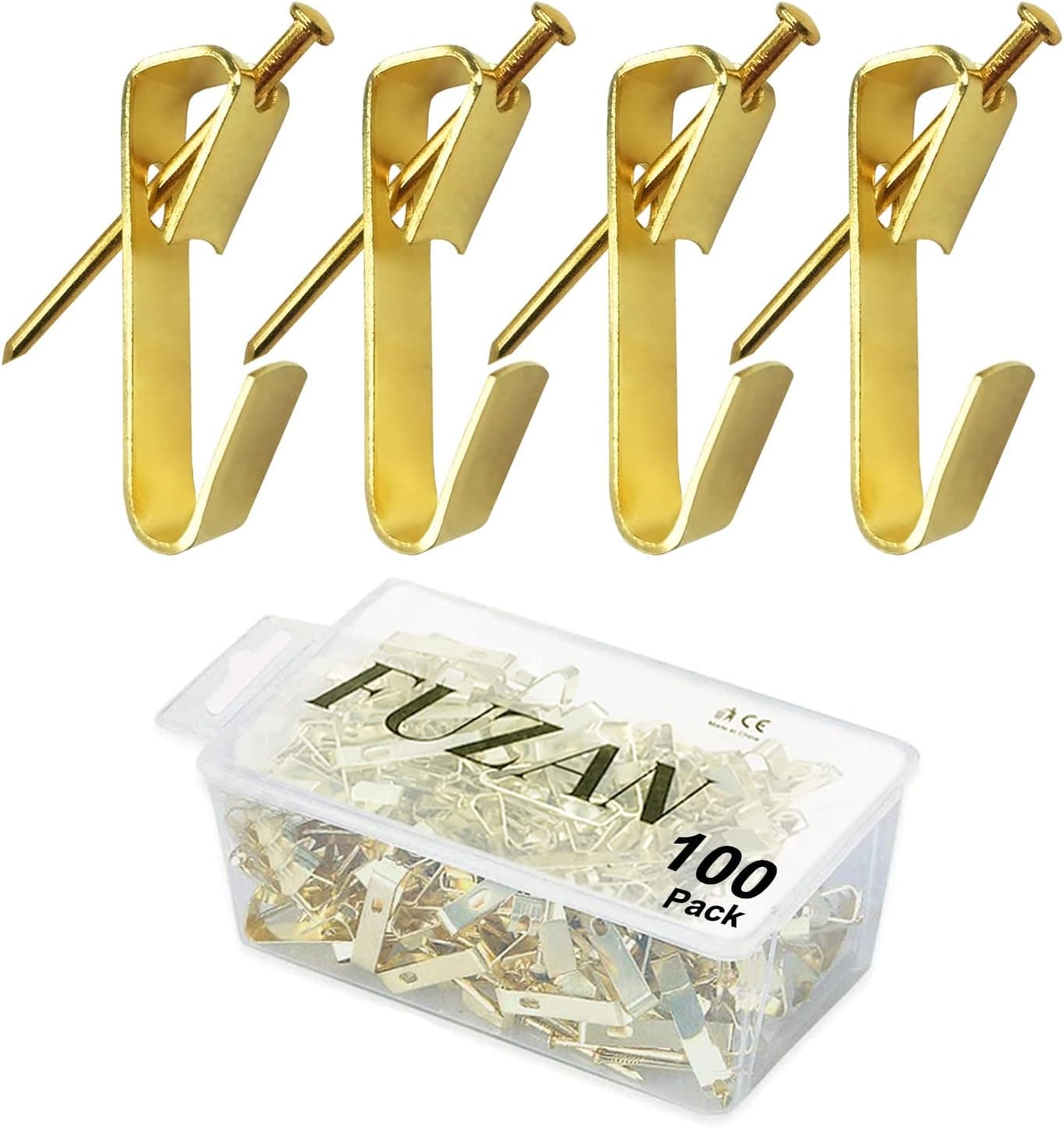 100pcs Picture Hangers with Nails, Professional Picture Hooks Support up to 30lbs, Picture Hanging Kit on Wooden/Drywall for Canvas, Office Pictures, Clock, House Decoration