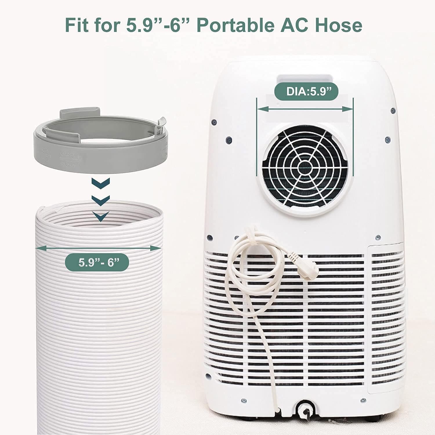 Zecval Portable AC Air Conditioner Exhaust Hose Coupler 5.9 Inch, Window Adapter AC Unit Tube Connector Mobile air Conditioning Accessories (Round)