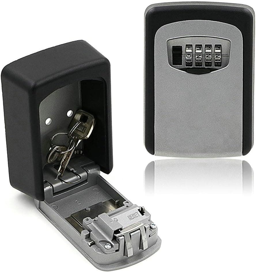 Waterproof Key Storage Lock Box, 4-Digit Combination Sturdy Wall Mounted Password Box, 5 Key Capacity