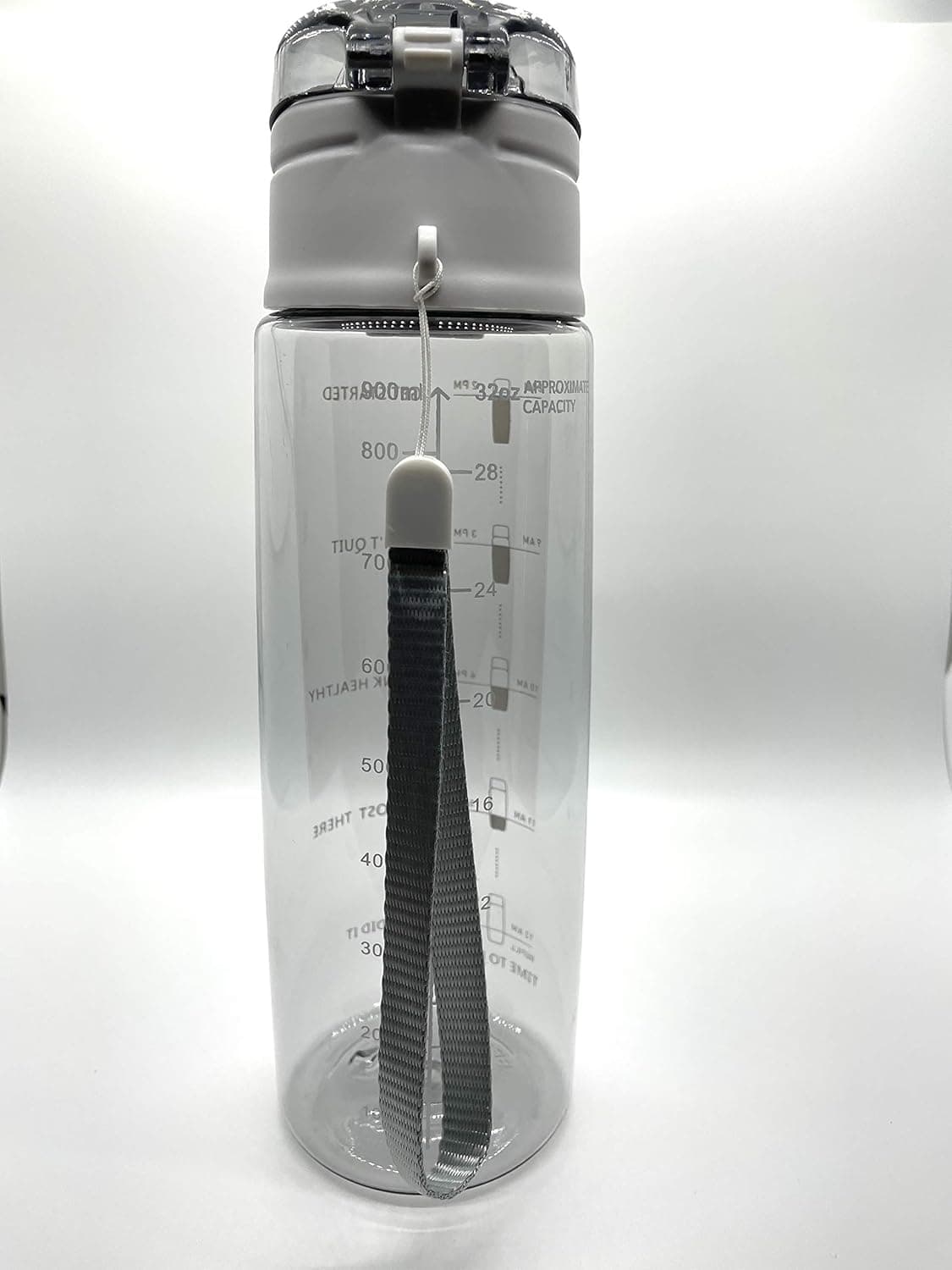 ADAA32oz Leakproof BPA Free Drinking Water Bottle with Time Marker & Straw to Ensure You Drink Enough Water Throughout The Day for Fitness (gray, 32 OZ)