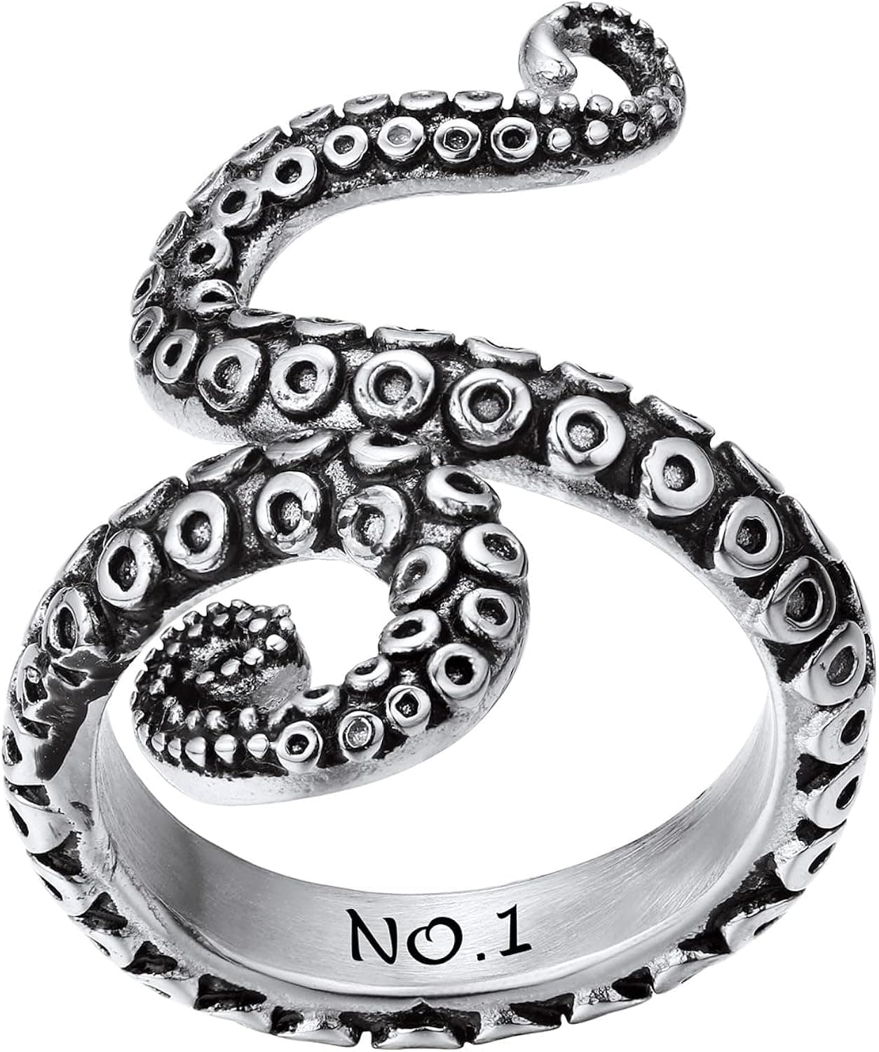 PROSTEEL Octopus Rings Aesthetic Grunge Vintage Punk Jewelry, Black/18K Gold Plated 316L Stainless Steel Ring for Men Women, Customize Words Available, Size 7-14, Come Gift Box