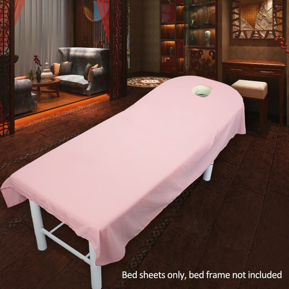 Beauty Massage Treatment Soft Sheets Spa Massage Treatment Table Bed Cover with Hole (pink)
