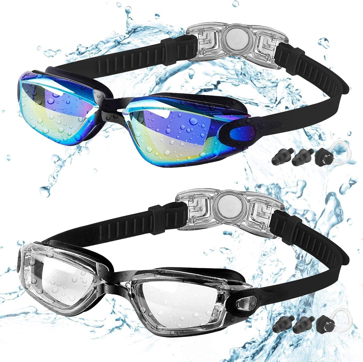 COOLOO Kids Swim Goggles, 2 Packs Swimming Goggles for Kids Girls Boys and Child Age 4-16