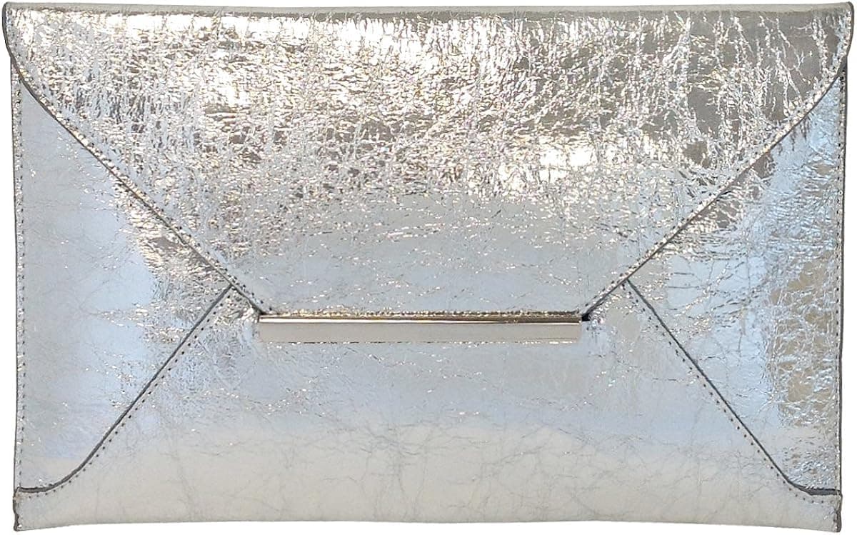 Crushed Metallic Envelope Clutch