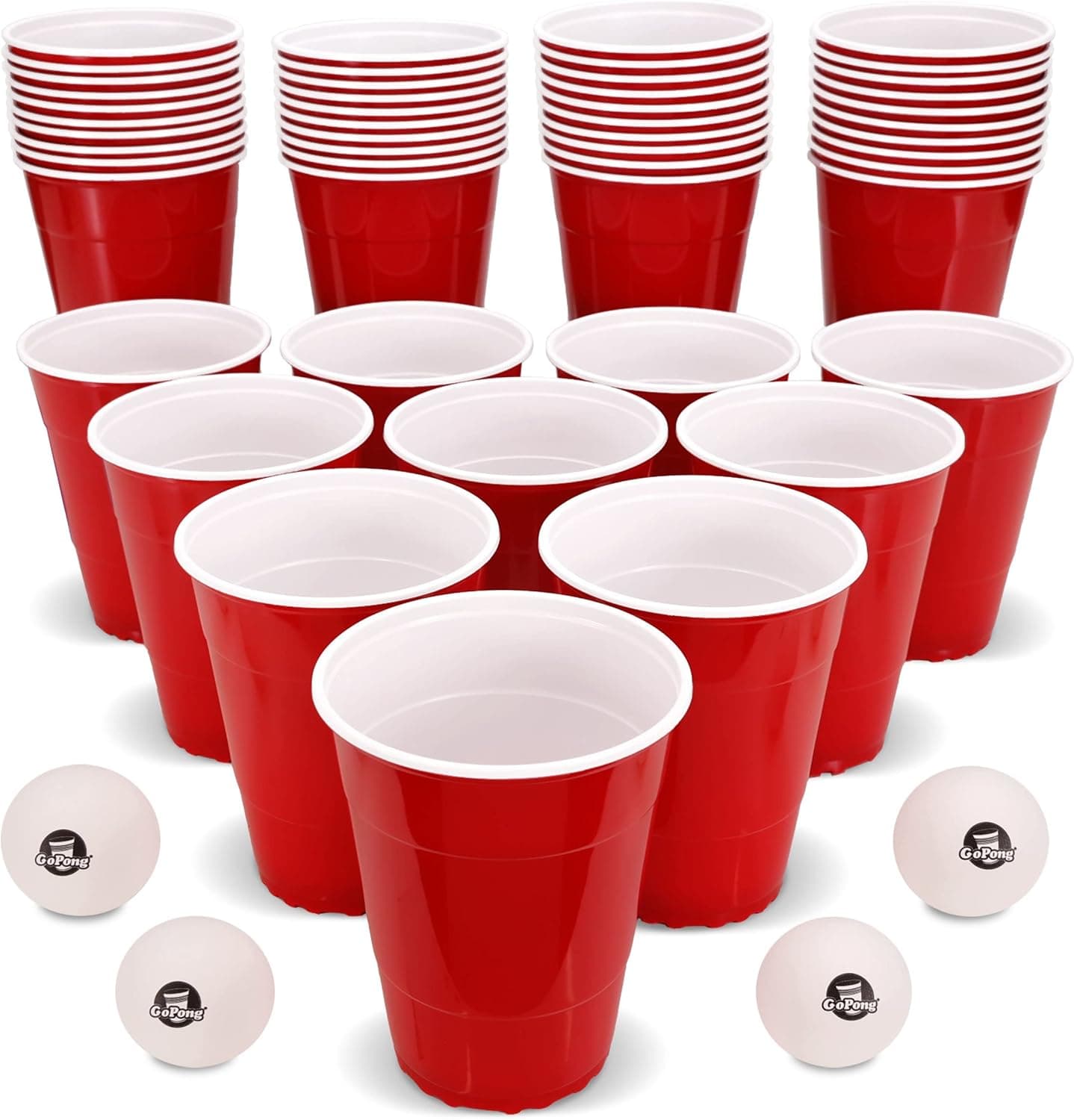 GoBig 36oz Giant Red Party Cups 50 PACK - Holds Twice as Much as Standard Party Cups, Includes 4 XL Pong Balls