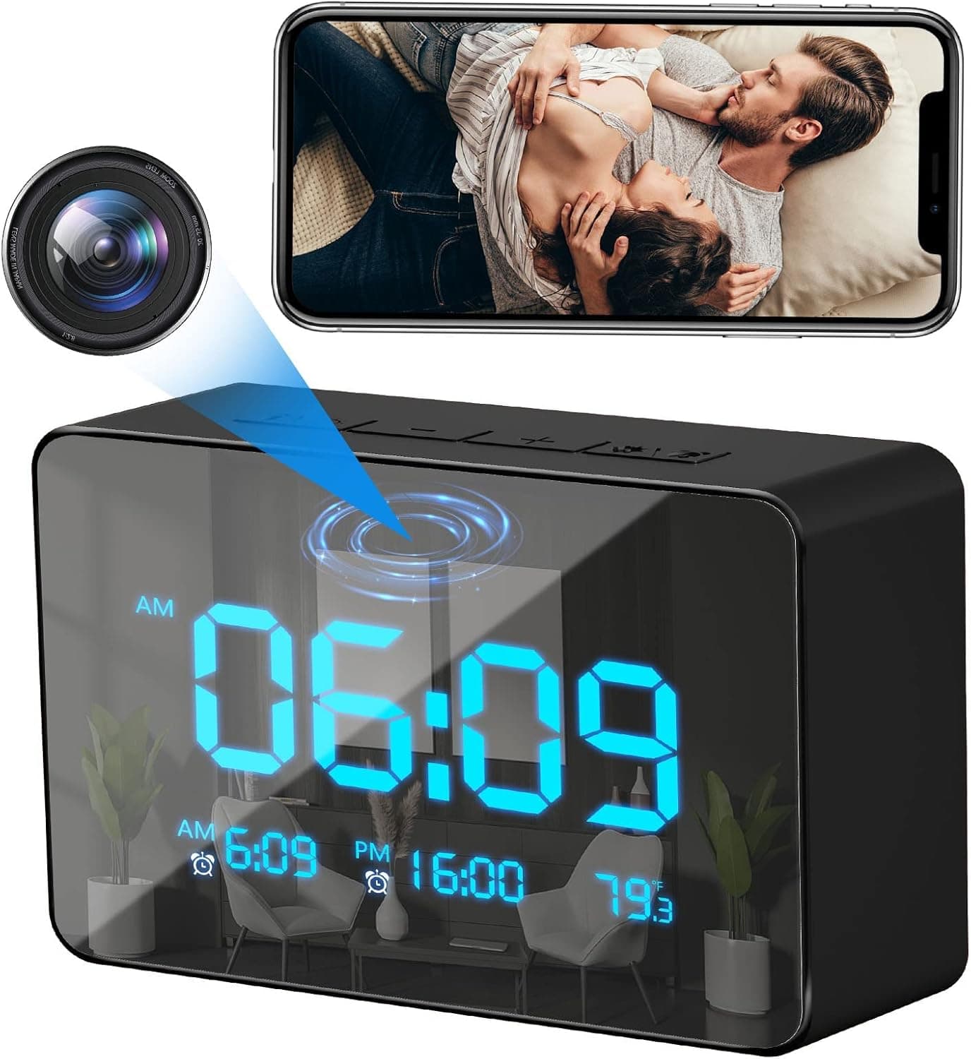 Hidden Camera Clock,Spy Camera HD 1080P Wireless Hidden WiFi Clock,Motion Detection Alert,Mini Spy Camera Hidden Nanny Cam with Night Vision,Remote Monitoring Clock for Home and Office Surveillance