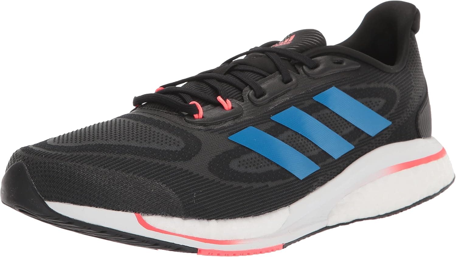 adidas Men's Supernova + Running Shoe, Core Black/Blue Rush/Turbo, 10.5