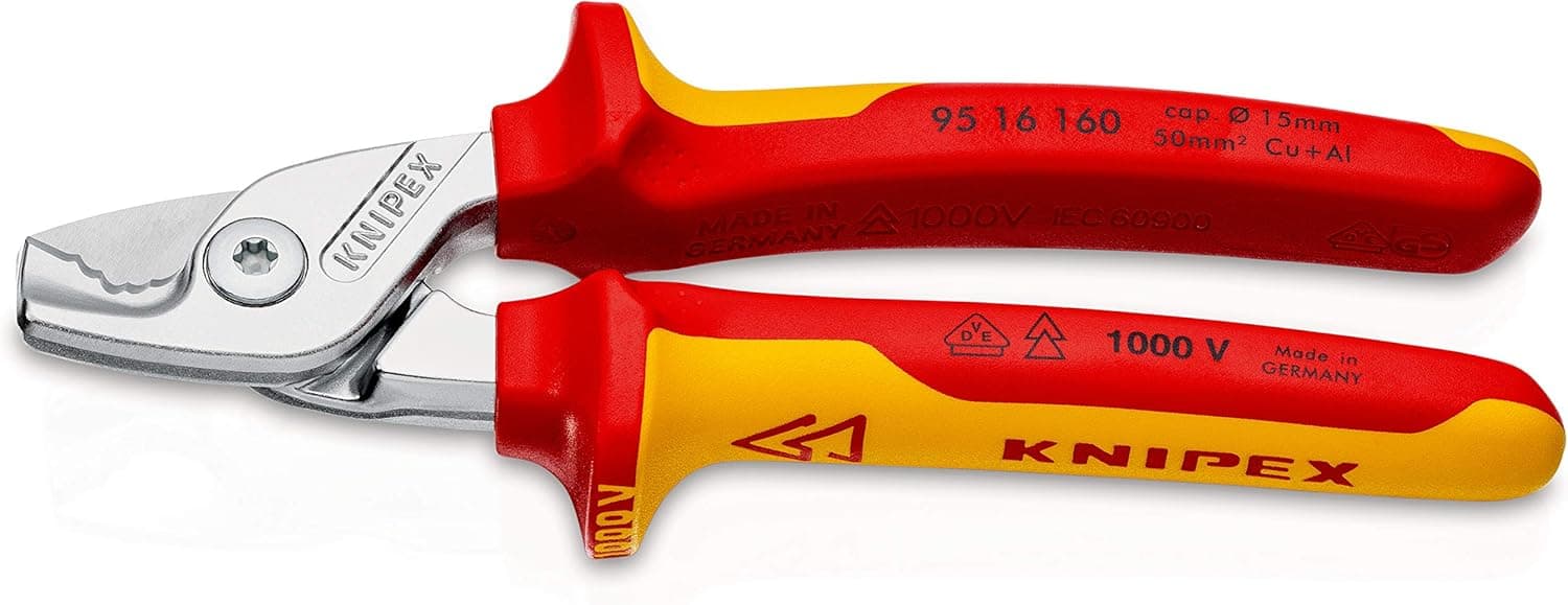 Knipex StepCut Cable Shears chrome-plated, insulated with multi-component grips, VDE-tested 160 mm 95 16 160