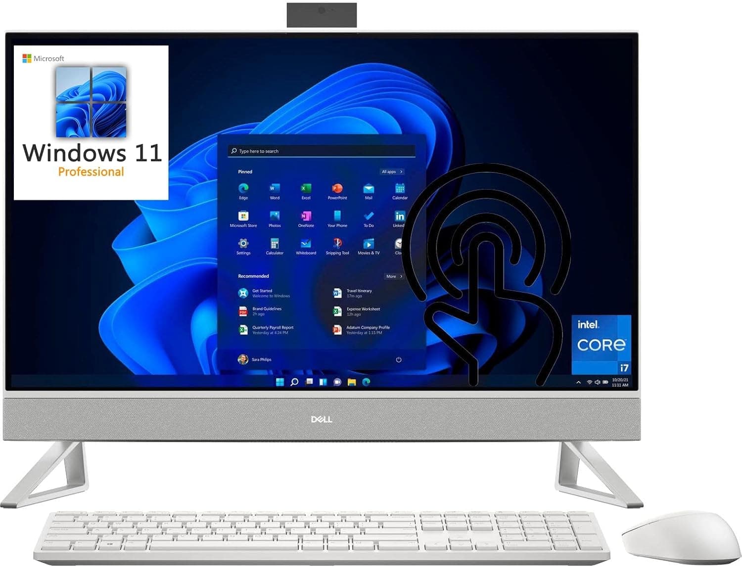 Dell 2023 Inspiron 27 7710 AIO 27" Touchscreen FHD All-in-One Business Desktop Computer, 12th Gen Intel 10-Core i7-1255U, 64GB DDR4 RAM, 2TB PCIe SSD + 1TB HDD, GeForce MX550 2GB, Windows 11 Pro