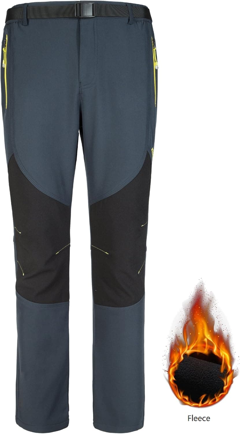 Womens Fleece Lined Hiking Pants Waterproof Windproof Snow Ski Pants Thermal Softshell Outdoor Pants