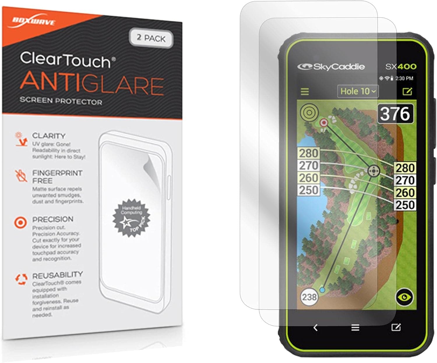 Screen Protector for SkyCaddie SX400 (Screen Protector by BoxWave) - ClearTouch Anti-Glare (2-Pack), Anti-Fingerprint Matte Film Skin for SkyCaddie SX400