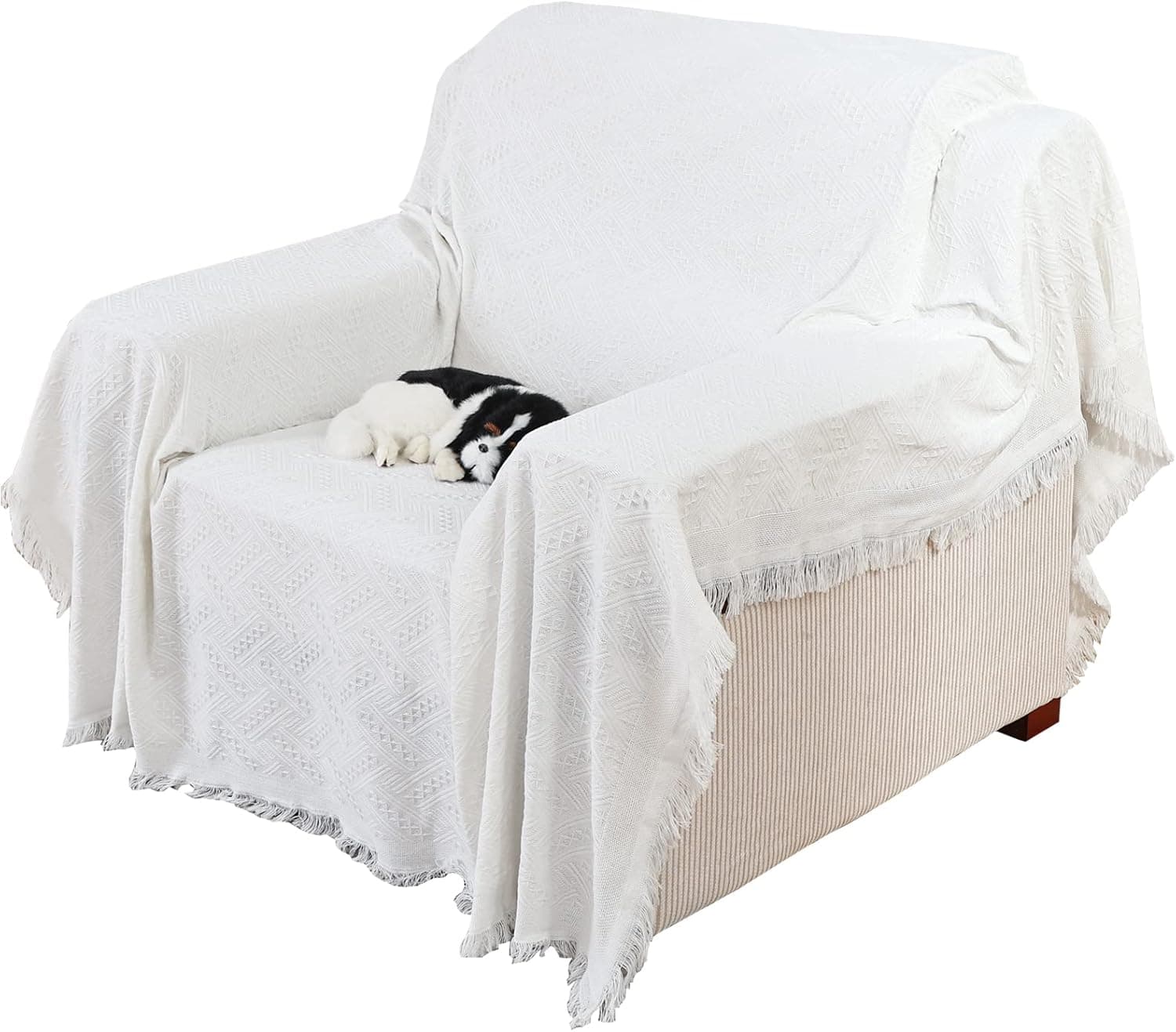 Eismodra Couch Covers,Sofa Cover for Chair,Couch Cover for Dogs,Washable Sofa Slipcover Furniture Protector for Living Room Armchair Recliner,White 70 x 102 inches (Only 1 Piece)
