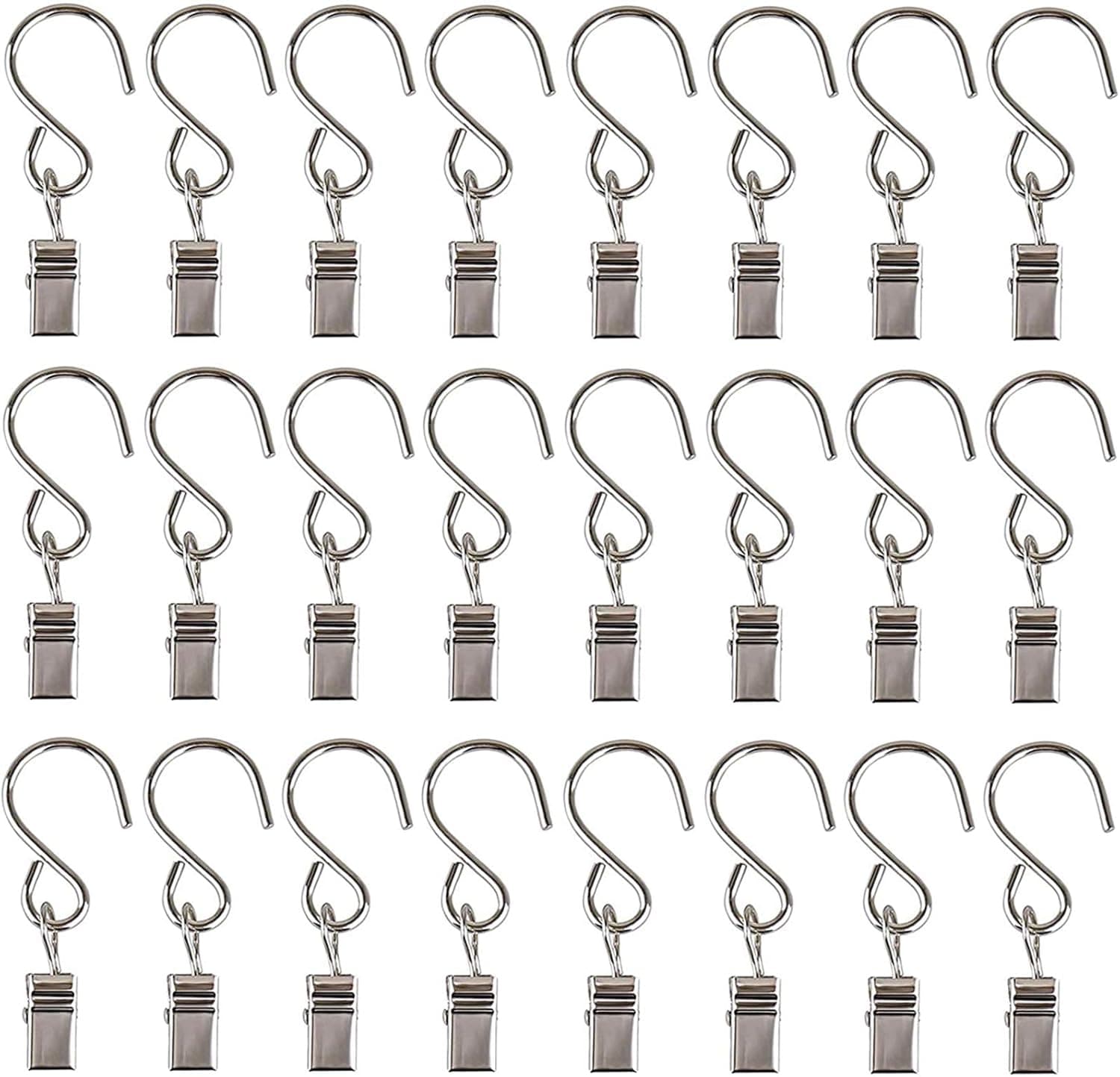 Oubest 30 Pcs String Lights Hangers/Curtain Clips with Hook Heavy-Duty Nickel-Plated Steel/Wire Holders/Party Lights Hangers for Indoor/Outdoor Utility & Decor