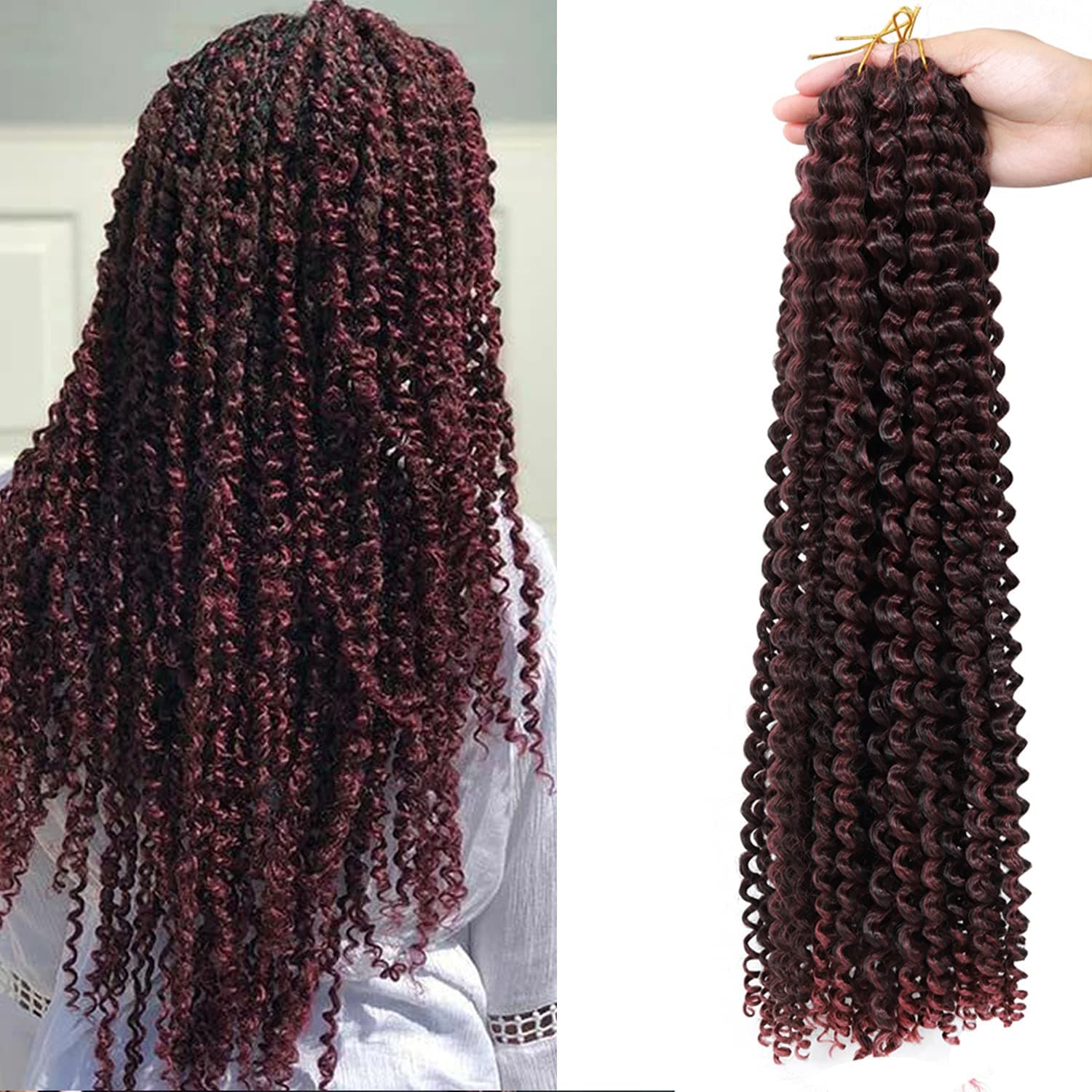 VETYES 24 Inch Passion Twist Hair 6 Packs Water Wave Crochet Braids for Synthetic Crochet Braiding Hair Goddess Locs Long Bohemian Locs Hair((24 Inch, T BUG)