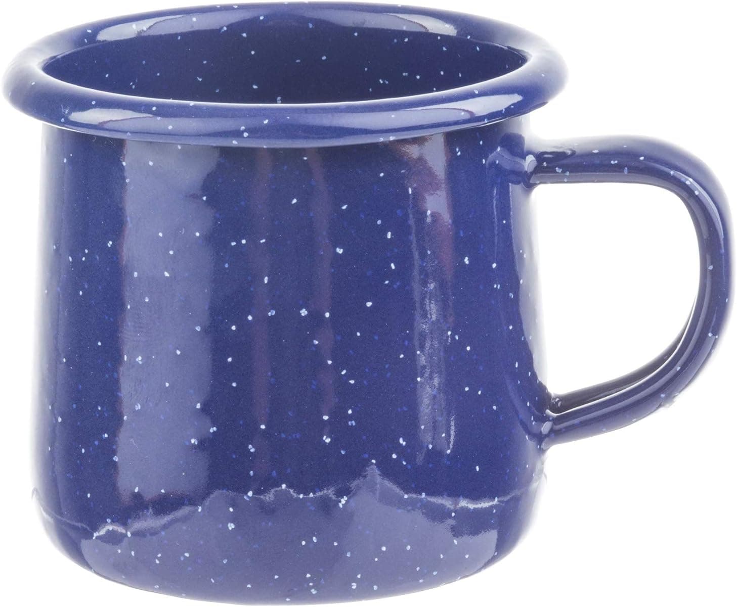 Tablecraft Wanderlust Collection Enamel Mug with Handle, Blue Speckle, 6-Ounce, 3.625" x 2.75" x 2.625"