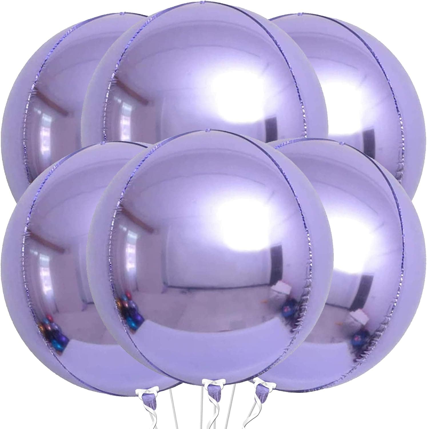 KatchOn, Big Purple Foil Balloons - 22 Inch, Pack of 6 | 360 Degree 4d Metallic Purple Balloons | Lavender Balloons, Lavender Party Decorations | Purple Mylar Balloons for Purple Birthday Decorations