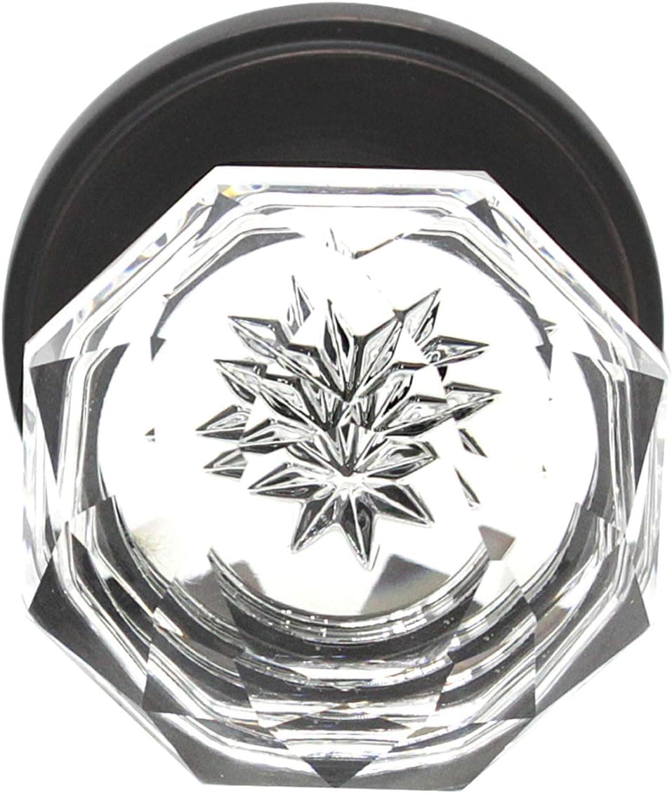 Goldentimehardware Privacy Glass Door Knob,Crystal Door knob with Lock,Interior Door Lock Modern Style,Privacy Door Handle for Bedroom/Bathroom,Oil Rubbed Bronze,1 Pack
