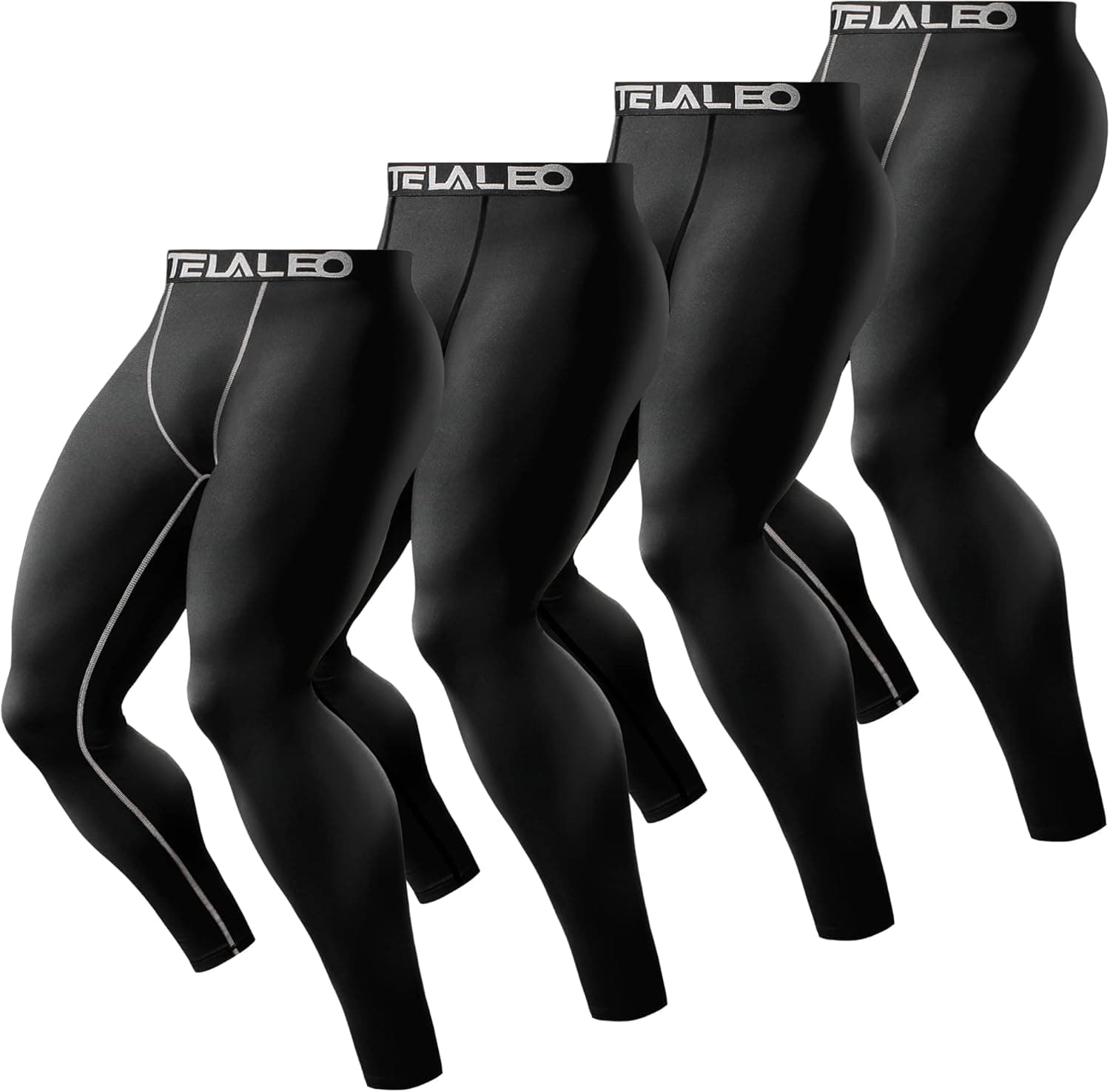TELALEO 6, 5 or 4 Pack Men's Compression Pants Leggings Sports Tights Performance Athletic Baselayer Workout Running