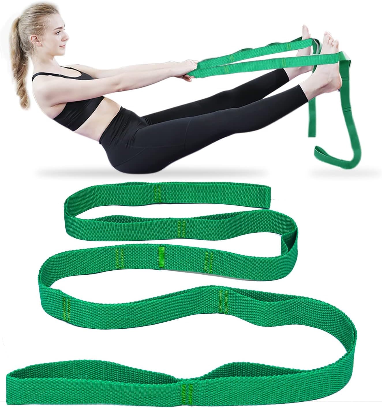 Yoga Strap Stretch Straps for Physical Therapy Pilates Stretching Exercise Bands Non-Elastic Multi Loops