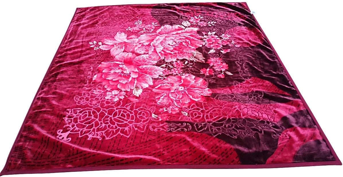 Ramano Collections Korean Mink Blanket Queen-King Size 14 Lbs Heavy Thick Warm Plush Soft Burgundy (Queen)