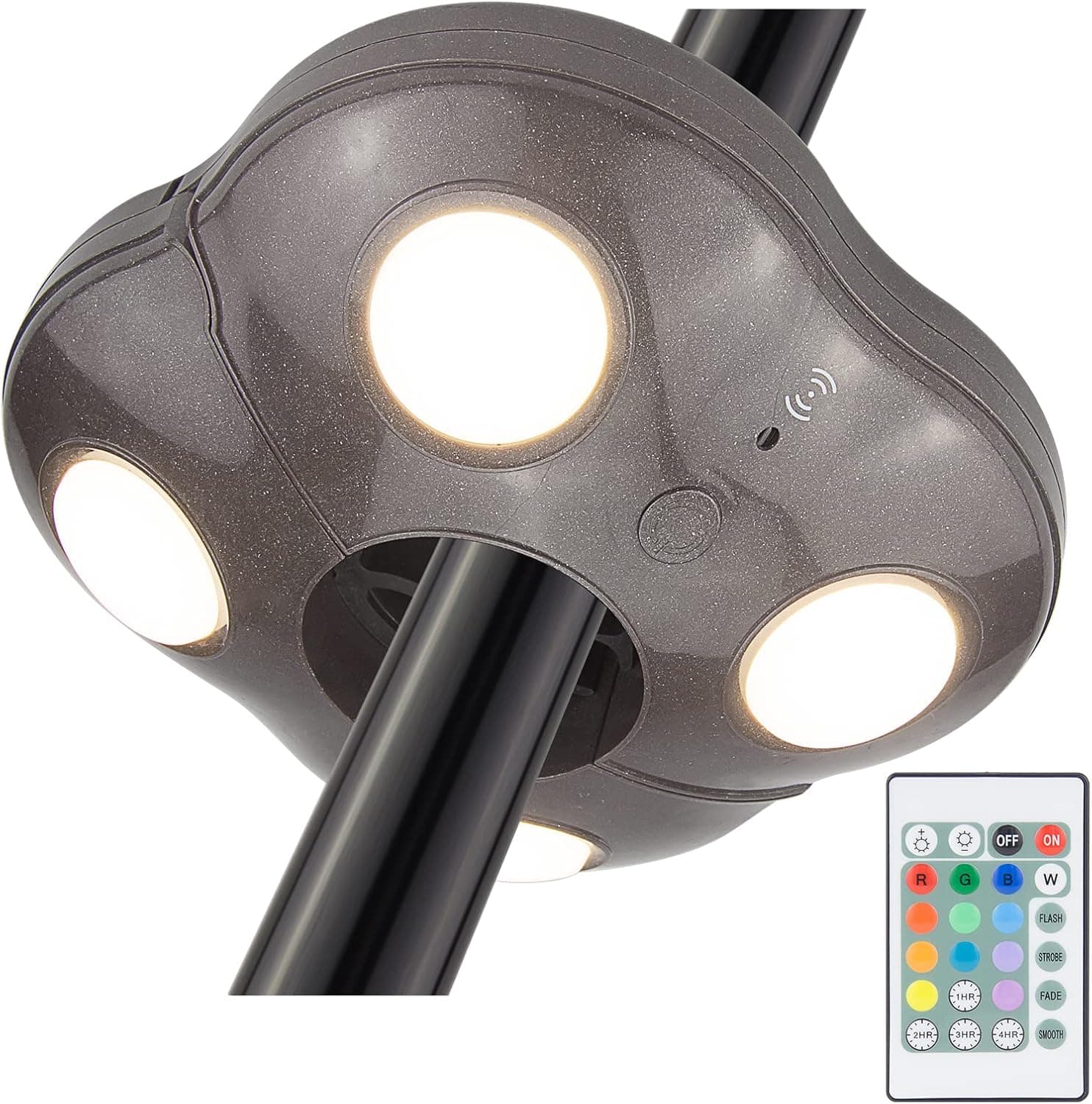 BIGMONAT Patio Umbrella Light Battery Operated, Outdoor Table Umbrella Lights with Remote and Timer, Color Changing Pole Light, Wireless Tent Lights for Camping, Brightness Dimmable, 250 Lumens