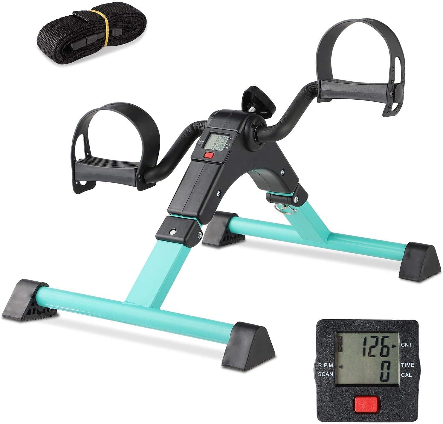 TITIMO Desk Bike Cycle - Foot Pedal Exerciser - Foldable Portable Hand Arm Leg Exercise Pedaling Machine - Folding Mini Stationary Bike Pedaler - Fitness Rehab Gym Equipment for Seniors, Elderly