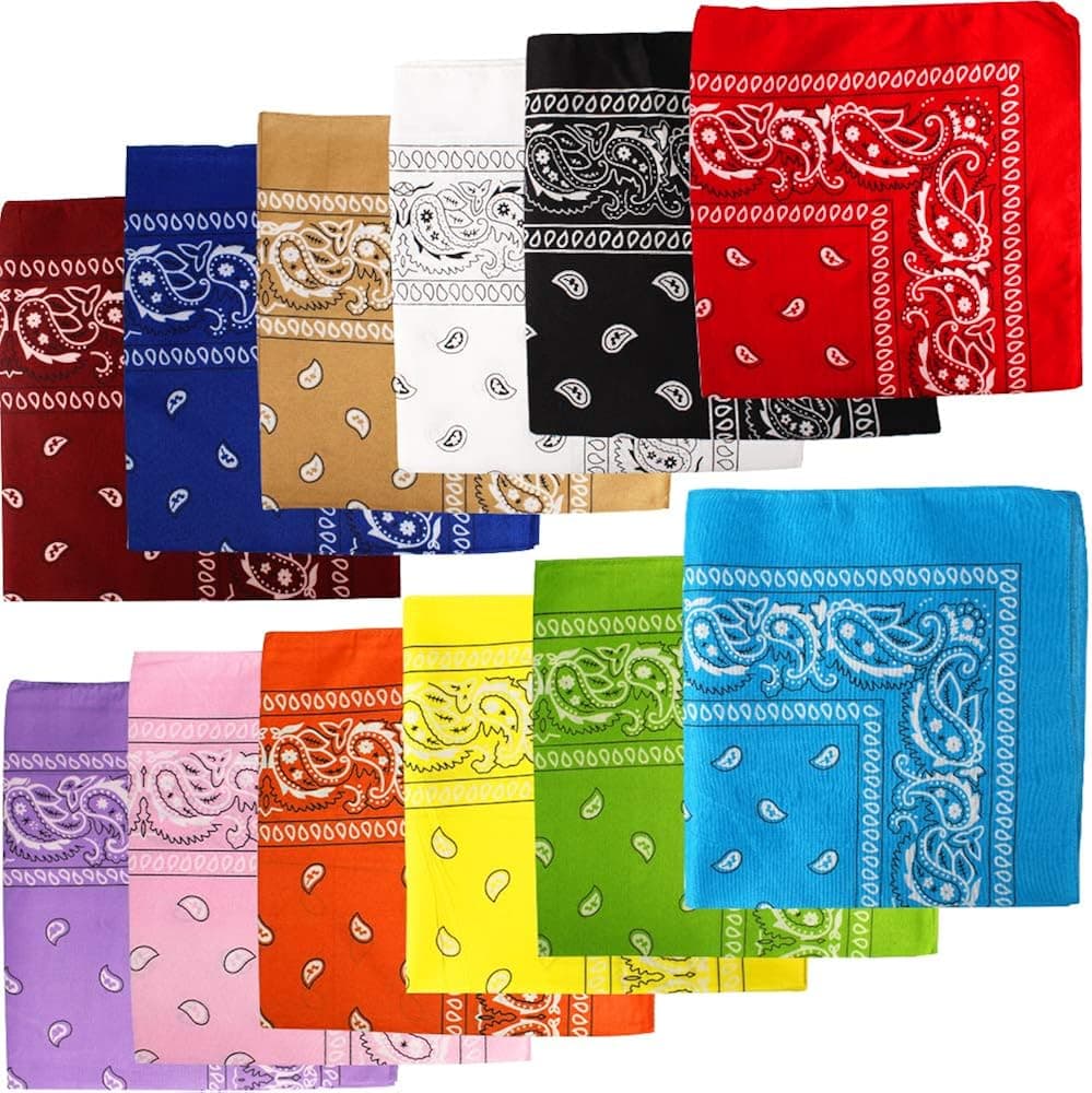 Jaciya Bandanas 12 Pack, Headbands for Women, Bandanas for Men, Bandanas for Dogs