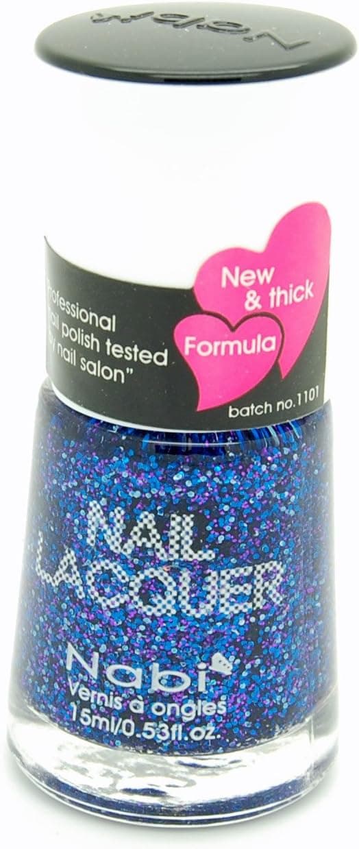 Nabi Nail Polish Blue Glitter 53 15mL