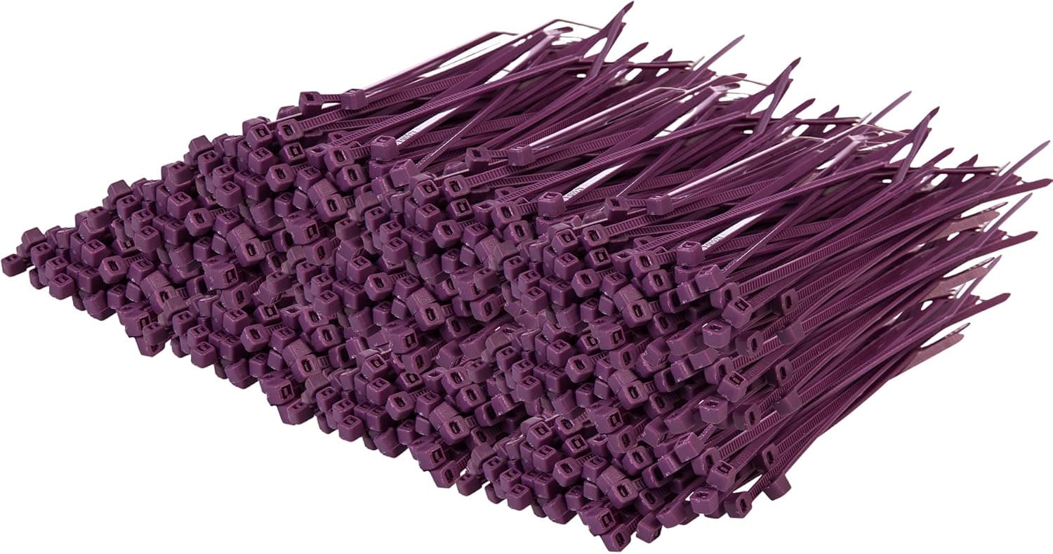 GTSE 6 Inch Purple Zip Ties, 1,000 Bulk Pack, 40lb Strength, UV Resistant Strong Nylon Cable Ties, Self-Locking 6" Tie Wraps